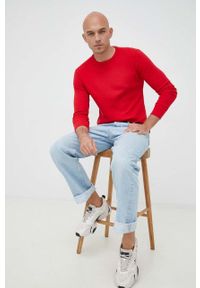 GAP longsleeve męski kolor czerwony gładki. Kolor: czerwony. Długość rękawa: długi rękaw. Wzór: gładki #5