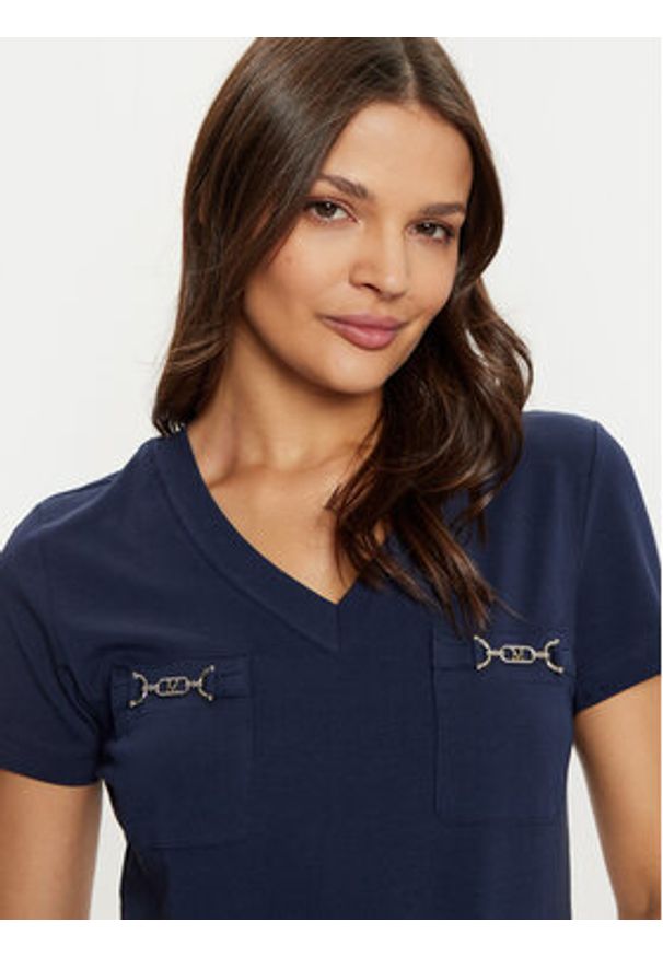 Marciano Guess T-Shirt 5RGI03 6008A Granatowy Regular Fit. Kolor: niebieski. Materiał: bawełna