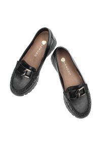 Czarne Mokasyny Armodo Eleganckie Obuwie Damskie. Okazja: do pracy. Kolor: czarny. Materiał: skóra. Styl: elegancki
