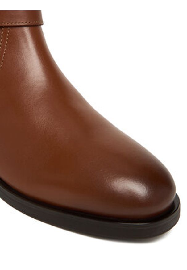 TOMMY HILFIGER - Tommy Hilfiger Botki Th Buckle Riding Leather Bootie FW0FW08781 Brązowy. Kolor: brązowy. Materiał: skóra