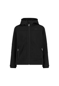 Kurtka dziecięca turystyczna CMP 3A00094. Typ kołnierza: kaptur. Kolor: czarny. Materiał: softshell. Styl: sportowy