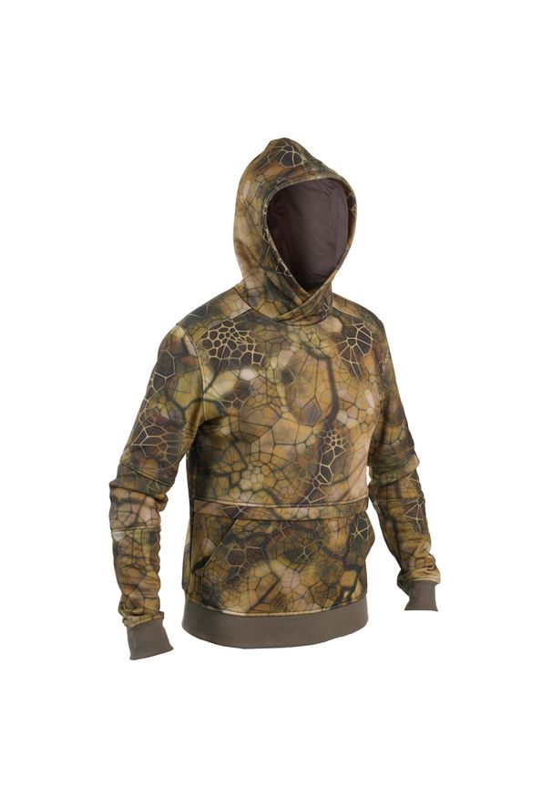 SOLOGNAC - Bluza myśliwska z kapturem 500 Camo Furtiv. Typ kołnierza: kaptur. Materiał: bawełna, poliester, materiał, elastan