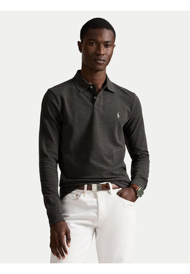 Polo Ralph Lauren Polo 710680790147 Szary jasny Custom Slim Fit. Typ kołnierza: polo. Kolor: szary. Materiał: bawełna