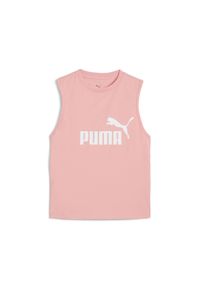 Puma - Damska wąska koszulka bez rękawów z logo No. 1 ESS PUMA Pink Fruit. Kolor: różowy. Materiał: guma. Długość rękawa: bez rękawów. Wzór: nadruk. Sport: bieganie #1