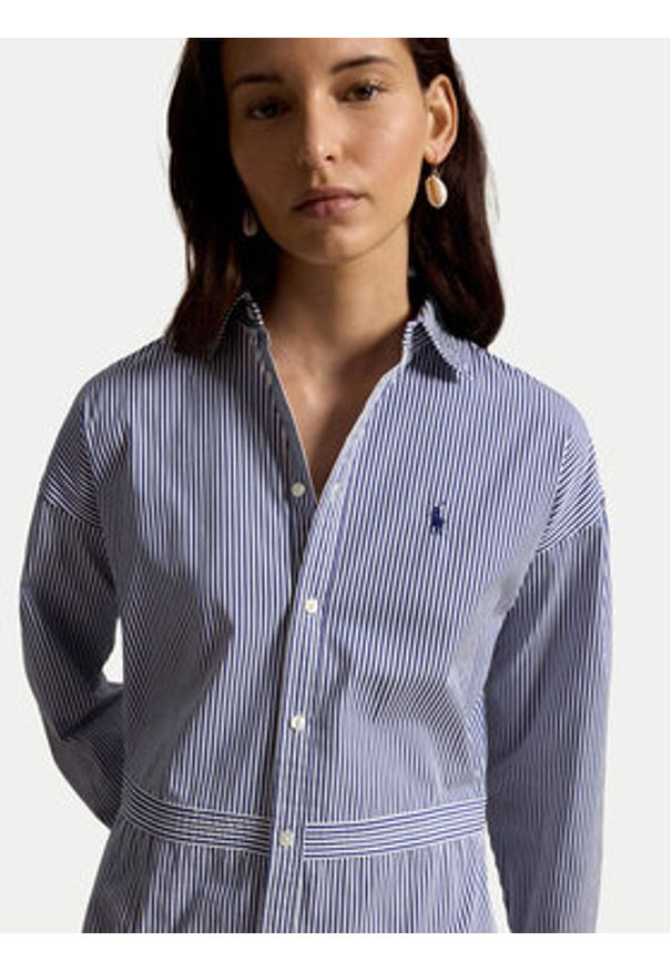 Polo Ralph Lauren Sukienka koszulowa 211B22754001 Granatowy Regular Fit. Typ kołnierza: polo. Kolor: niebieski. Materiał: bawełna. Typ sukienki: koszulowe
