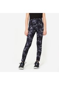 DOMYOS - Legginsy dziecięce Domyos S500. Stan: podwyższony. Kolor: czarny. Materiał: materiał, poliester, elastan
