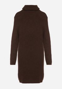 Born2be - Brązowa Sukienka Sweterkowa z Golfem z Wiskozą i Wełną Fedamira. Okazja: na co dzień. Typ kołnierza: golf. Kolor: brązowy. Materiał: wełna, wiskoza. Typ sukienki: proste. Styl: casual, klasyczny. Długość: maxi #5