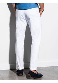 Ombre Clothing - Spodnie męskie chino P894 - białe - XL. Kolor: biały. Materiał: bawełna, elastan #3
