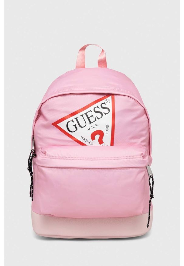 Guess plecak dziecięcy kolor różowy duży z nadrukiem. Kolor: różowy. Wzór: nadruk