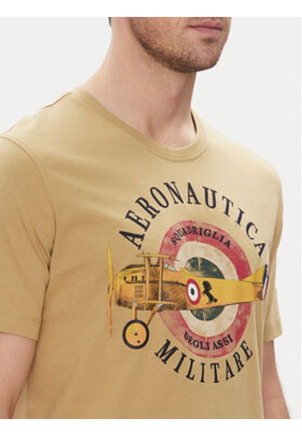 Aeronautica Militare T-Shirt 251TS2414J641 Beżowy Regular Fit. Kolor: beżowy. Materiał: bawełna