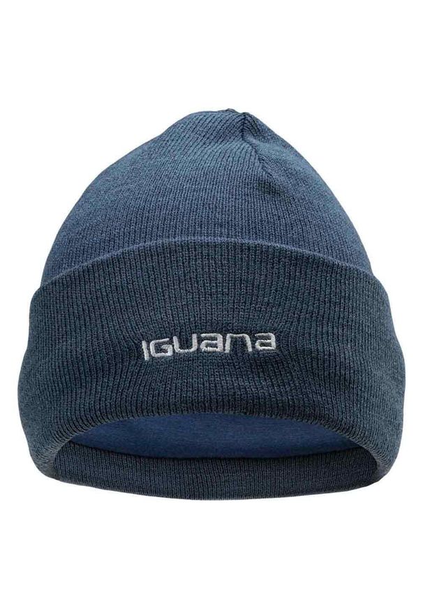 Iguana - Zimowa Czapka Damska Prążkowana Lea. Kolor: niebieski. Materiał: prążkowany. Sezon: zima