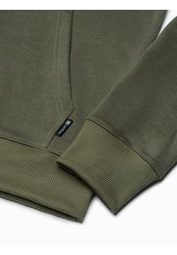 Ombre Clothing - Bluza męska z kapturem B1085 - khaki - L. Typ kołnierza: kaptur. Kolor: brązowy. Materiał: bawełna, poliester #7