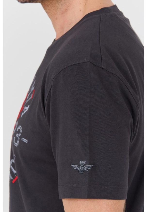 Aeronautica Militare - AERONAUTICA MILITARE Szary bawełniany męski t-shirt M.C., Rozmiar M. Kolor: szary. Materiał: bawełna