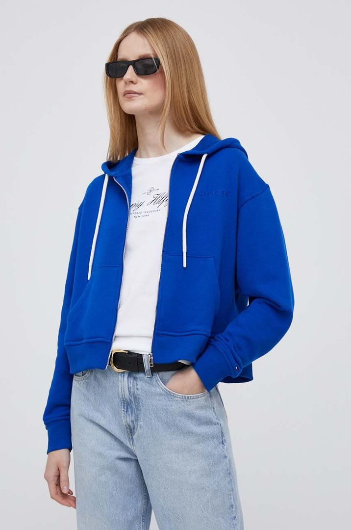 はっぴー Różowa bluza rozpinana TOMMY HILFIGER z kapturem, gładkie