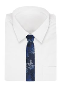 Męski Krawat - Alties - Kwiaty w Odcieniach Niebieskiego. Kolor: niebieski. Materiał: tkanina. Wzór: kwiaty. Styl: elegancki, wizytowy #2