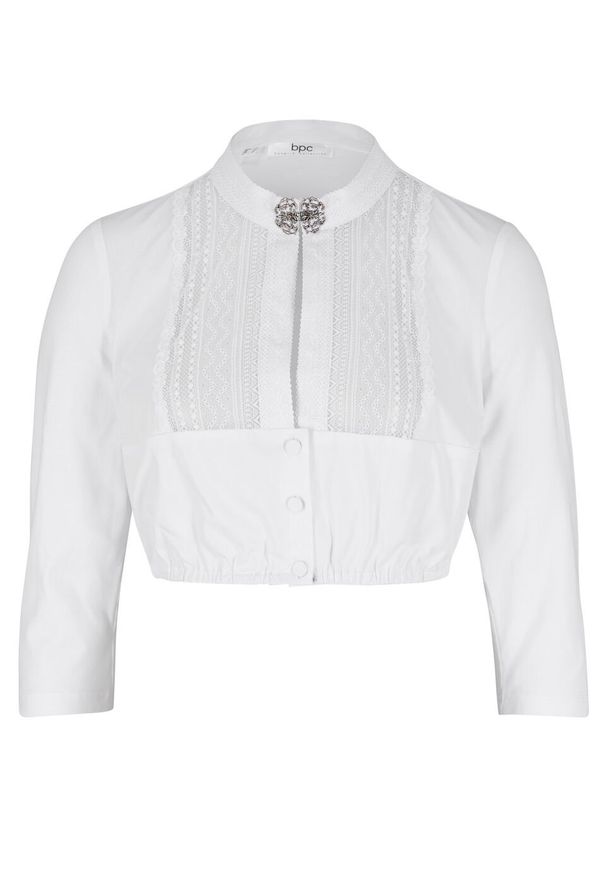 Bluzka w ludowym stylu z koronką bonprix biały. Kolor: biały. Materiał: koronka. Wzór: koronka