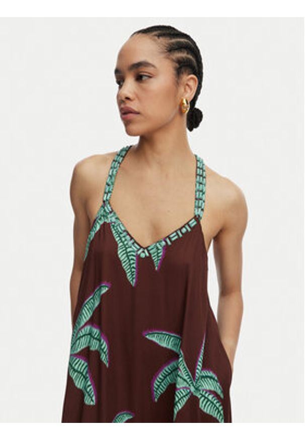 LOLA CASADEMUNT Sukienka letnia LS2616022 Brązowy Relaxed Fit. Kolor: brązowy. Sezon: lato