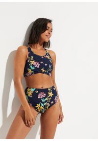 bonprix - Bikini bustier (2 części). Kolor: niebieski. Materiał: poliamid. Wzór: nadruk