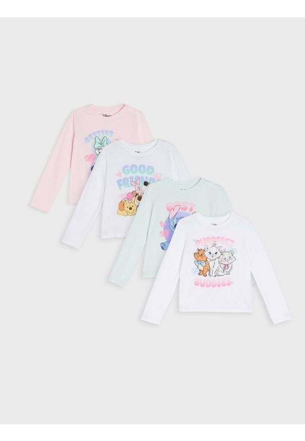 Sinsay - Bawełniana koszulka z nadrukiem 4 pack Disney - wielobarwny. Materiał: bawełna. Wzór: nadruk, motyw z bajki