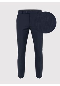 Pako Lorente - PAKO LORENTE – Granatowe spodnie męskie w kant. Kolor: niebieski. Materiał: wełna. Styl: klasyczny, elegancki