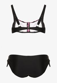 Born2be - Różowe Bikini ze Ściągaczami Biustonosz i Majtki Figi Miladenna. Kolekcja: plus size. Kolor: różowy. Materiał: len. Wzór: aplikacja