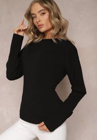 Renee - Czarna Bawełniana Bluza z Ozdobnym Wiązaniem Fanarita. Kolor: czarny. Materiał: bawełna #3