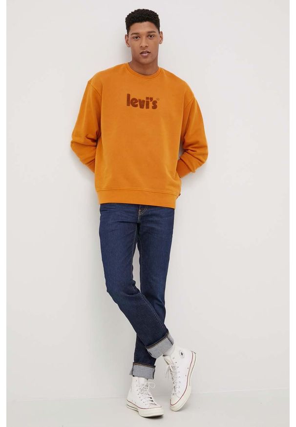 Levi's® - Levi's Bluza bawełniana męska kolor brązowy gładka. Okazja: na spotkanie biznesowe. Kolor: brązowy. Materiał: bawełna. Wzór: gładki. Styl: biznesowy
