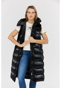 Hetrego - HETREGO Czarny damski błyszczący płaszcz puchowy z odpinanymi rękawami Summer, Rozmiar 36 EU - 40 IT. Kolor: czarny. Materiał: puch #6