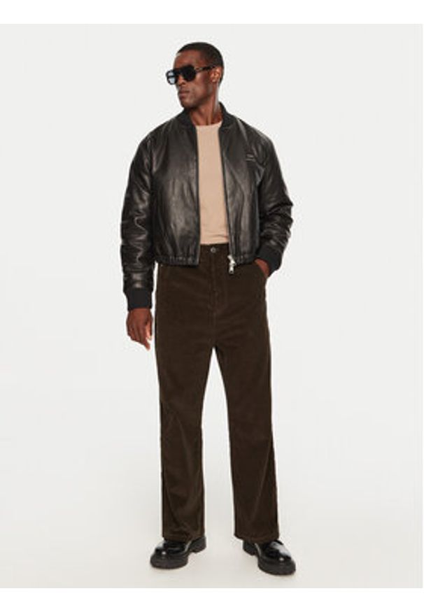 AMI PARIS - AMI Paris Kurtka skórzana HJK131LH0044 Czarny Regular Fit. Kolor: czarny. Materiał: skóra