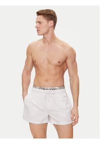 Calvin Klein Swimwear Szorty kąpielowe KM0KM00947 Biały Regular Fit. Kolor: biały. Materiał: syntetyk #3