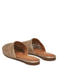 TOMMY HILFIGER - Tommy Hilfiger Klapki Crochet Metallic Leather Mule FW0FW08606 Złoty. Kolor: złoty. Materiał: skóra