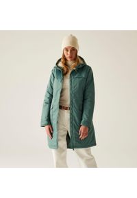 Kurtka przeciwdeszczowa z kapturem damska Regatta Romine II. Typ kołnierza: kaptur. Kolor: zielony. Sezon: zima #1
