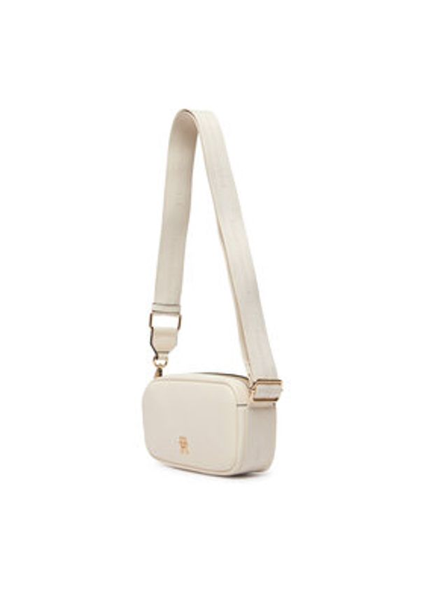 TOMMY HILFIGER - Tommy Hilfiger Torebka Th Logotape Camera Bag AW0AW18741 Biały. Kolor: biały. Materiał: skórzane