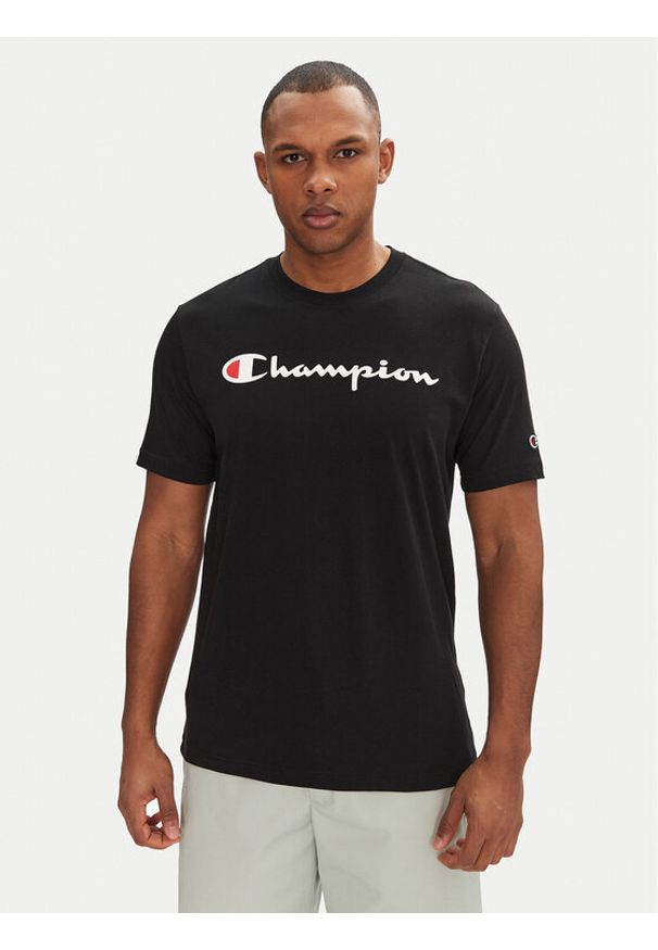 Champion T-Shirt 220256 Czarny Standard Fit. Kolor: czarny. Materiał: bawełna