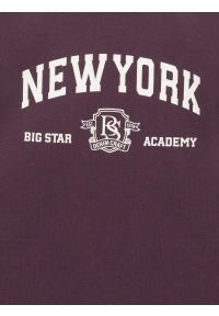 Big-Star - koszulka dziewczęca oversize z kontrastowym nadrukiem bordowa larysa 604. Kolor: czerwony. Materiał: jeans, dzianina. Wzór: nadruk #2