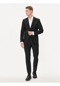 Karl Lagerfeld - KARL LAGERFELD Marynarka 155233 542083 Czarny Slim Fit. Typ kołnierza: dekolt w karo. Kolor: czarny. Materiał: wełna