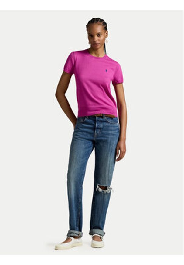 Polo Ralph Lauren T-Shirt 211971872010 Różowy Slim Fit. Typ kołnierza: polo. Kolor: różowy. Materiał: bawełna