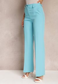 Renee - Niebieskie Spodnie w Kant w Garniturowym Stylu High Waist Jaessa. Stan: podwyższony. Kolor: niebieski. Styl: elegancki