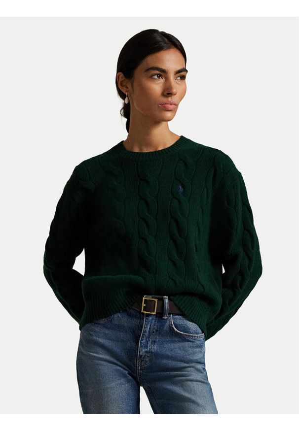 Polo Ralph Lauren Sweter 211A91216008 Zielony Straight Fit. Typ kołnierza: polo. Kolor: zielony. Materiał: wełna