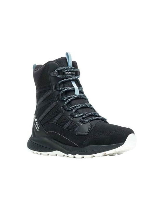 Buty do chodzenia damskie Merrell Bravada Edge 2 Thermo Mid Waterproof. Wysokość cholewki: za kostkę. Zapięcie: sznurówki. Kolor: czarny. Materiał: skóra, tkanina, nylon. Szerokość cholewki: normalna. Sport: turystyka piesza