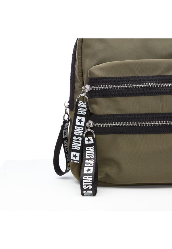 Big Star Accessories - Zielony Plecak Big Star Damska Modna Torba. Kolor: zielony. Materiał: materiał. Wzór: aplikacja