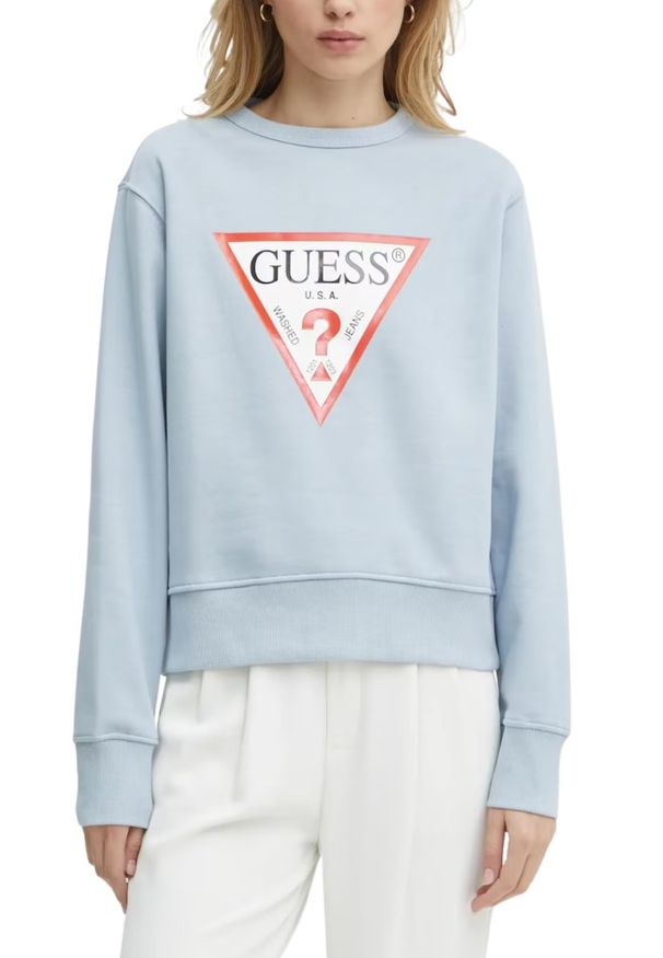 Guess - GUESS Błękitna damska bluza Original. Kolor: niebieski