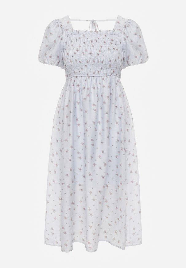 Renee - Niebieska Rozkloszowana Sukienka z Tencelu w Stylu Baby Doll w Kwiatowy Print Harele. Okazja: na co dzień. Kolor: niebieski. Wzór: nadruk, kwiaty. Typ sukienki: rozkloszowane. Materiał: poliester. Długość rękawa: krótki rękaw. Sezon: lato. Styl: casual. Długość: mini