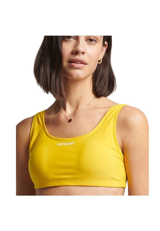 Góra od bikini Superdry Code Essential Top. Kolor: żółty. Materiał: lycra, poliester
