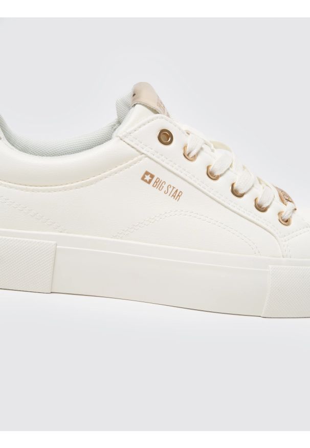 Big-Star - Sneakersy damskie ze skóry ekologicznej białe NN274A851 101. Kolor: biały. Materiał: skóra ekologiczna