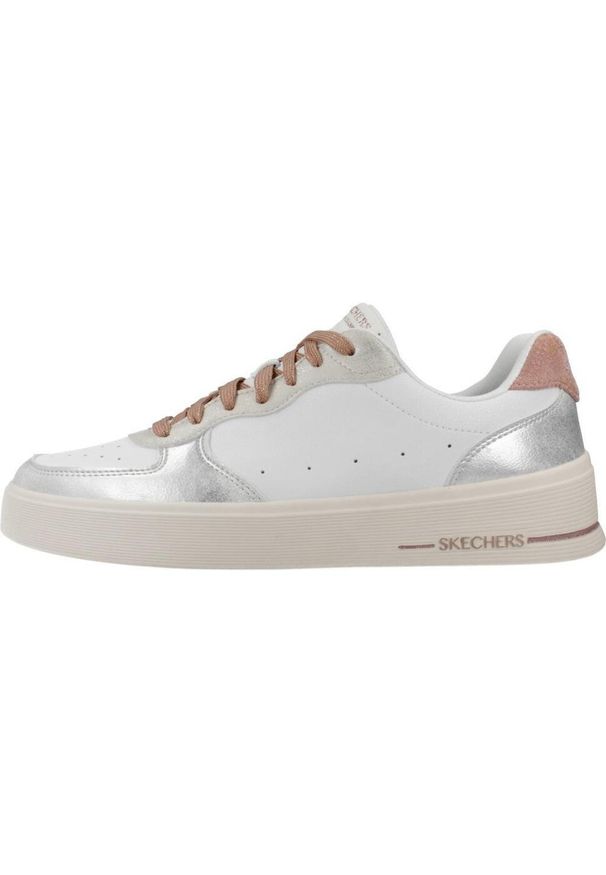 skechers - Buty SKECHERS HILAND - SOFT METALS Biały. Kolor: biały. Materiał: syntetyk, tkanina. Model: Skechers Sport. Sport: turystyka piesza
