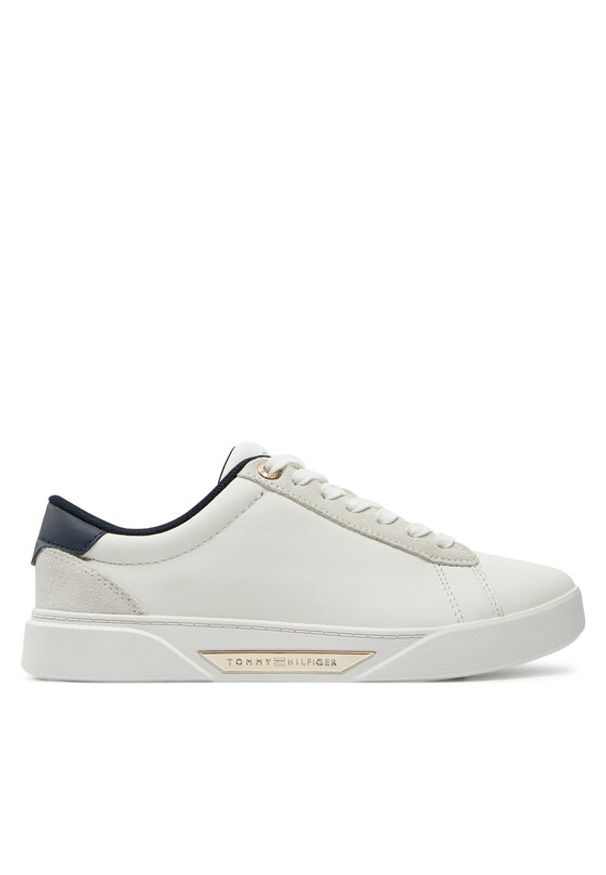 TOMMY HILFIGER - Tommy Hilfiger Sneakersy Chic Court Sneaker FW0FW08123 Écru. Materiał: skóra