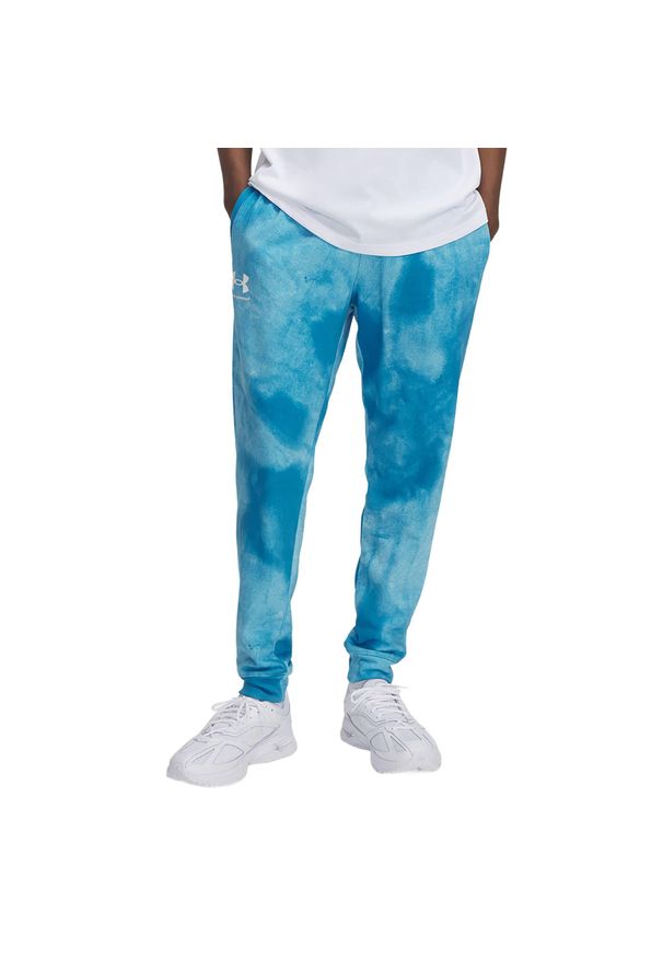 Spodnie męskie Under Armour Rival Terry Printed Jogger. Kolor: niebieski. Sport: fitness