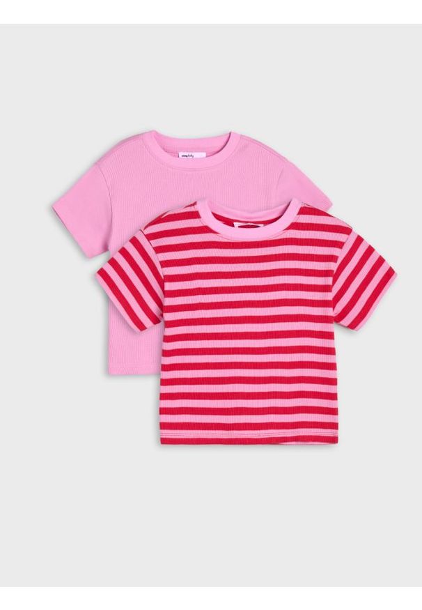 Sinsay - Koszulki z krótkim rękawem 2 pack - żółty. Kolor: żółty. Długość rękawa: krótki rękaw. Długość: krótkie