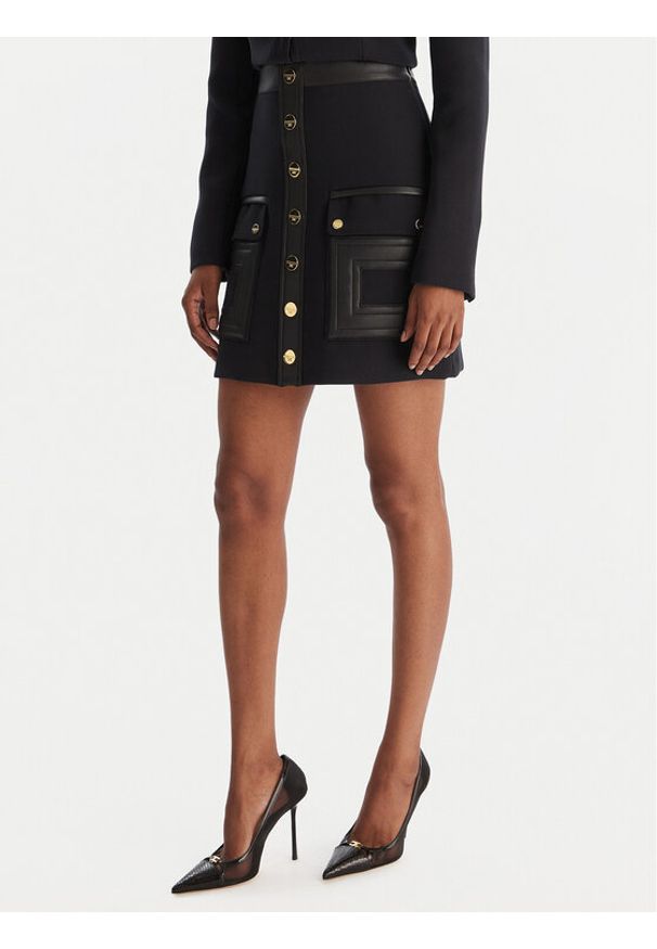 Elisabetta Franchi Spódnica trapezowa GO-120-57E2-V490 Czarny Regular Fit. Kolor: czarny. Materiał: syntetyk